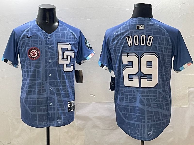 Men Washington Nationals #29 Wood Blue Joint Name 2025 Nike MLB Jersey style 7->seattle mariners->MLB Jersey